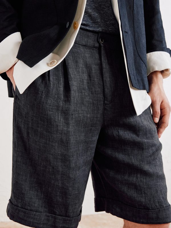 Scandola Simodo Straight-Leg Pleated Linen-Blend Gabardine Shorts - CU Scandola Simodo Straight-Leg Pleated Linen-Blend Gabardine Shorts - CU