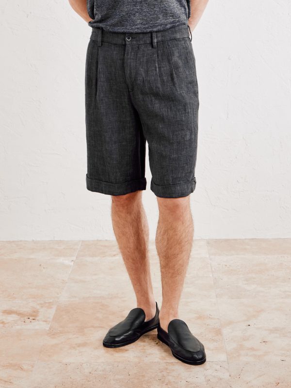 Scandola Simodo Straight-Leg Pleated Linen-Blend Gabardine Shorts - FR Scandola Simodo Straight-Leg Pleated Linen-Blend Gabardine Shorts - FR