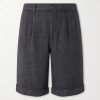 Scandola Simodo Straight-Leg Pleated Linen-Blend Gabardine Shorts Scandola Simodo Straight-Leg Pleated Linen-Blend Gabardine Shorts