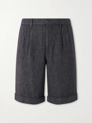 Scandola Simodo Straight-Leg Pleated Linen-Blend Gabardine Shorts Scandola Simodo Straight-Leg Pleated Linen-Blend Gabardine Shorts