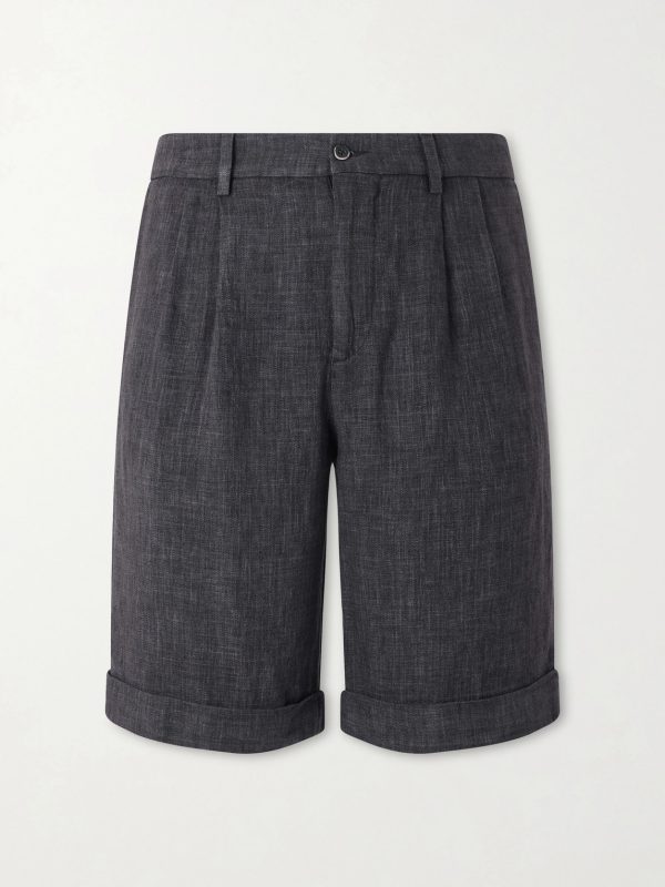 Scandola Simodo Straight-Leg Pleated Linen-Blend Gabardine Shorts Scandola Simodo Straight-Leg Pleated Linen-Blend Gabardine Shorts