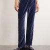 Logo-Embroidered Striped Velour Track Pants - FR Logo-Embroidered Striped Velour Track Pants - FR