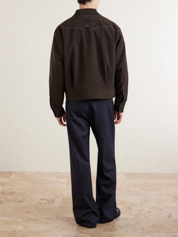 Piping Cowboy Logo-Embroidered Woven Jacket - BK Piping Cowboy Logo-Embroidered Woven Jacket - BK