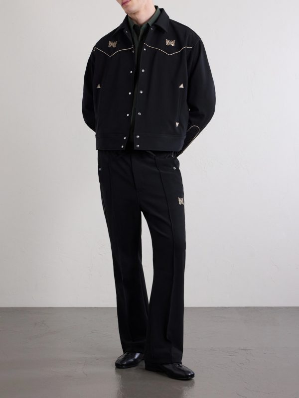 Piping Cowboy Straight-Leg Embroidered Woven Trousers - OU Piping Cowboy Straight-Leg Embroidered Woven Trousers - OU
