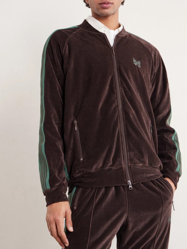 Logo-Embroidered Striped Cotton-Blend Velour Track Jacket - FR Logo-Embroidered Striped Cotton-Blend Velour Track Jacket - FR