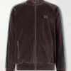 Logo-Embroidered Striped Cotton-Blend Velour Track Jacket Logo-Embroidered Striped Cotton-Blend Velour Track Jacket