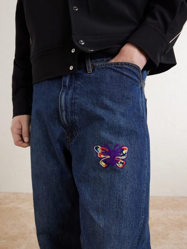 Straight-Leg Logo-Embroidered Jeans - CU Straight-Leg Logo-Embroidered Jeans - CU
