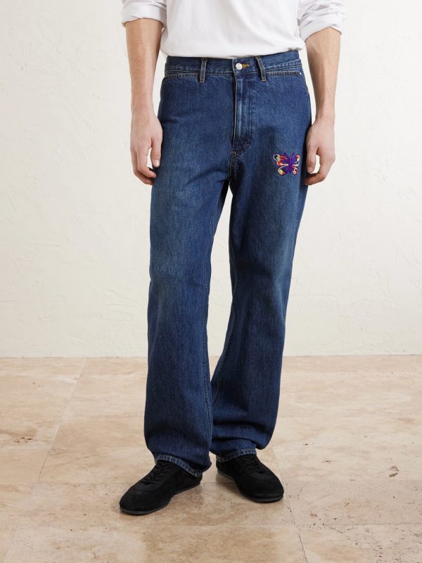 Straight-Leg Logo-Embroidered Jeans - FR Straight-Leg Logo-Embroidered Jeans - FR