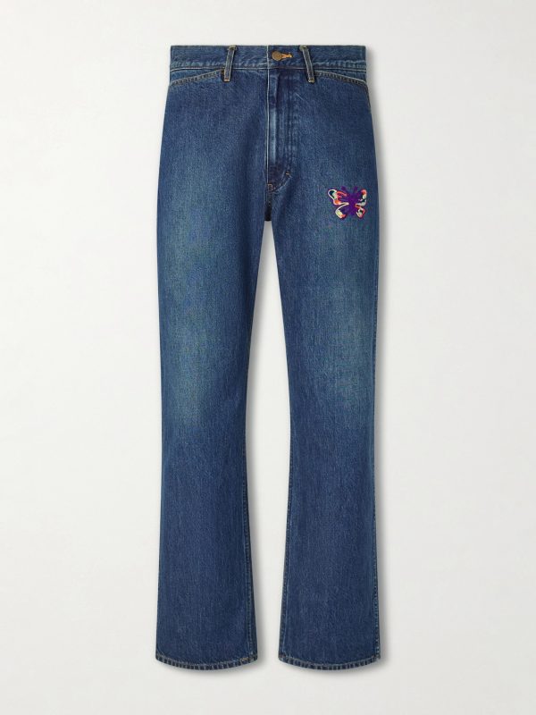 Straight-Leg Logo-Embroidered Jeans Straight-Leg Logo-Embroidered Jeans