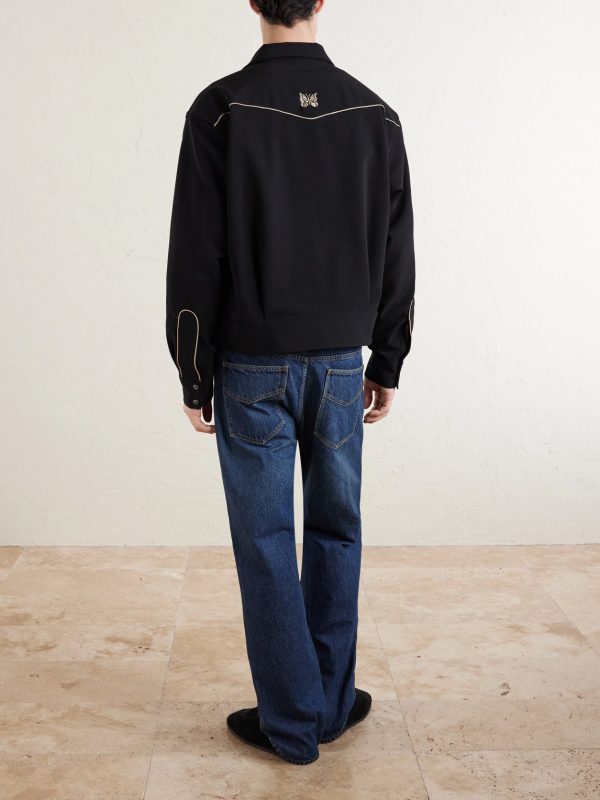 Piping Cowboy Logo-Embroidered Woven Jacket - BK Piping Cowboy Logo-Embroidered Woven Jacket - BK