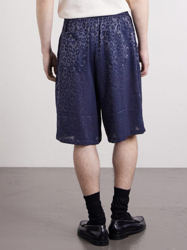 H.D. Straight-Leg Leopard-Jacquard Drawstring Shorts - BK H.D. Straight-Leg Leopard-Jacquard Drawstring Shorts - BK