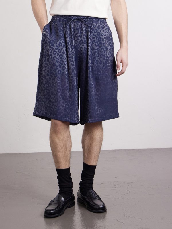 H.D. Straight-Leg Leopard-Jacquard Drawstring Shorts - FR H.D. Straight-Leg Leopard-Jacquard Drawstring Shorts - FR