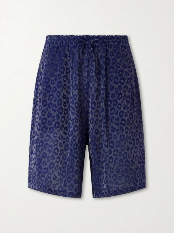 H.D. Straight-Leg Leopard-Jacquard Drawstring Shorts H.D. Straight-Leg Leopard-Jacquard Drawstring Shorts