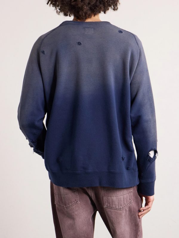 Logo-Print Distressed Cotton-Jersey Sweatshirt - BK Logo-Print Distressed Cotton-Jersey Sweatshirt - BK