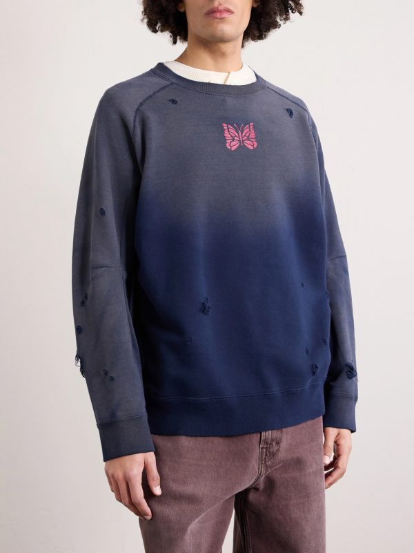 Logo-Print Distressed Cotton-Jersey Sweatshirt - FR Logo-Print Distressed Cotton-Jersey Sweatshirt - FR