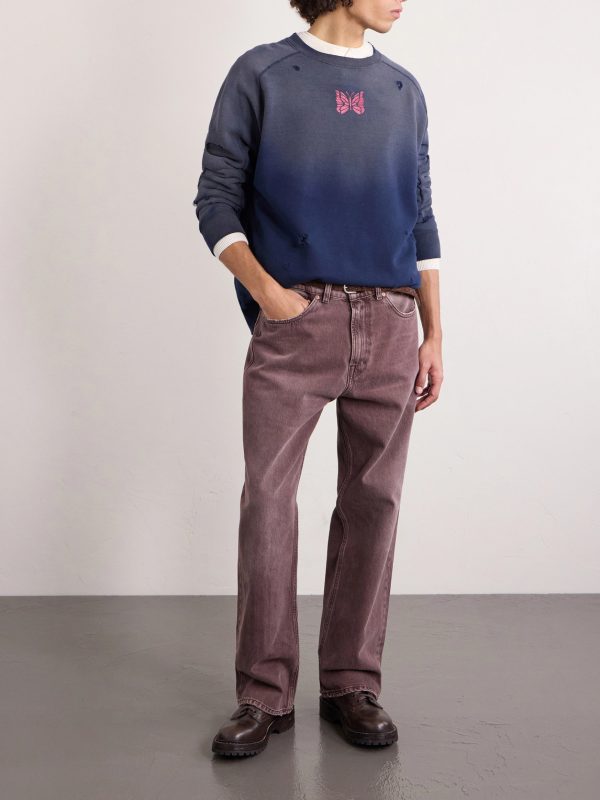 Logo-Print Distressed Cotton-Jersey Sweatshirt - OU Logo-Print Distressed Cotton-Jersey Sweatshirt - OU