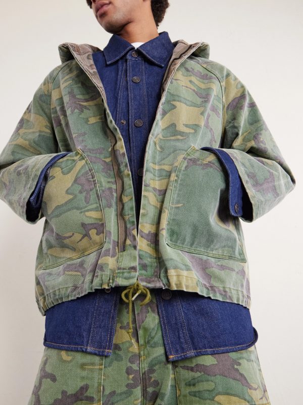Reversible Camouflage-Print Cotton-Twill Hooded Jacket - CU