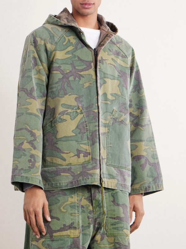 Reversible Camouflage-Print Cotton-Twill Hooded Jacket - FR