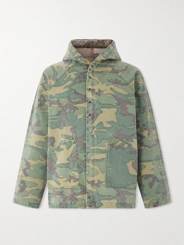 Reversible Camouflage-Print Cotton-Twill Hooded Jacket