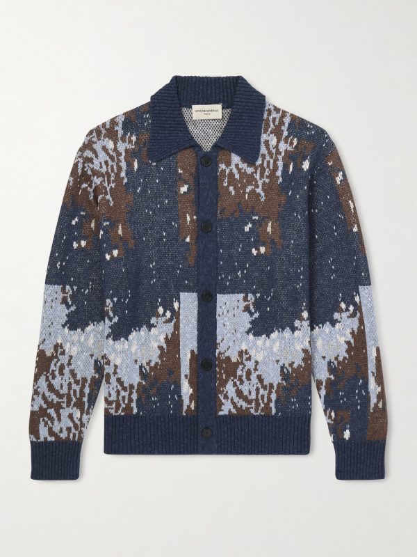 Terry Jacquard-Knit Cardigan