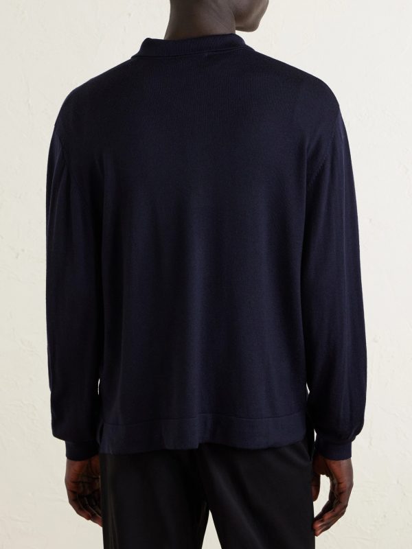 Wool Half-Zip Polo Sweater - BK