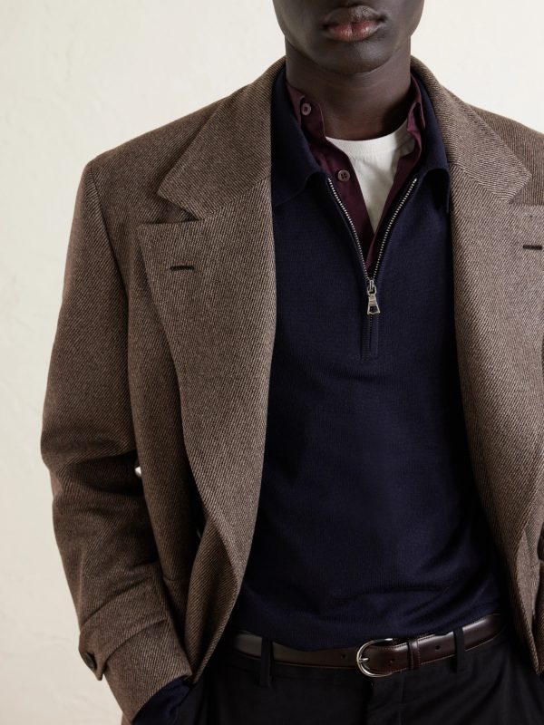 Wool Half-Zip Polo Sweater - CU