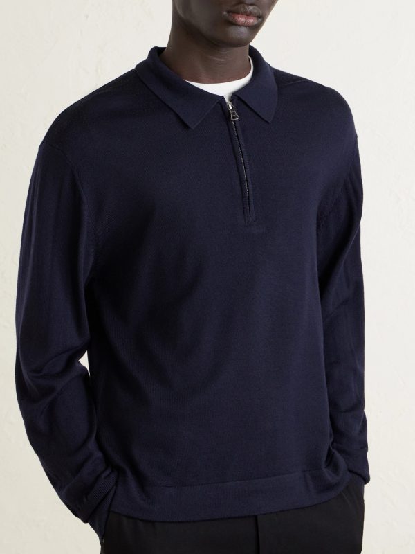 Wool Half-Zip Polo Sweater - FR