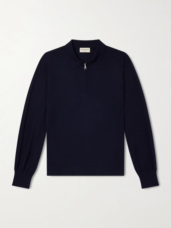 Wool Half-Zip Polo Sweater