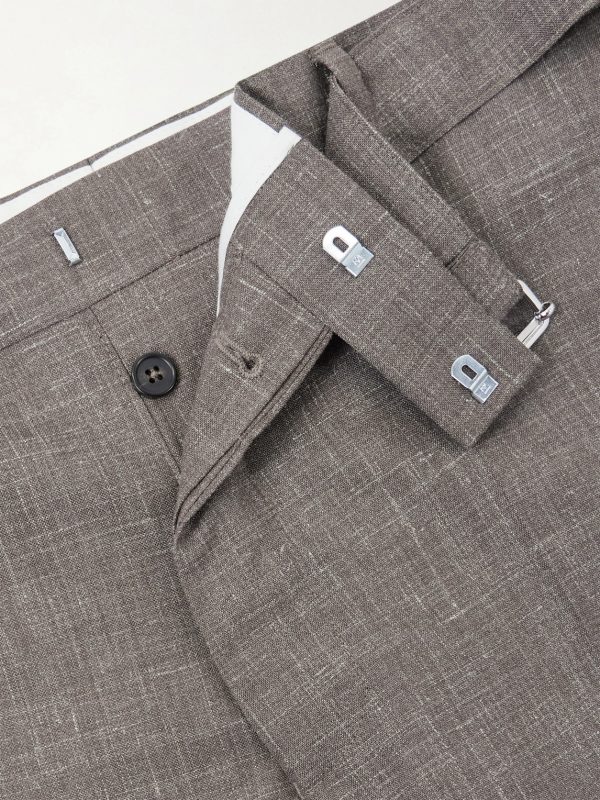 Straight-Leg Virgin Wool, Silk and Linen-Blend Trousers - CU Straight-Leg Virgin Wool, Silk and Linen-Blend Trousers - CU