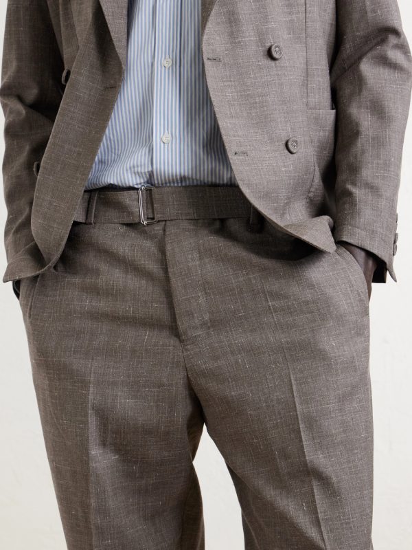 Straight-Leg Virgin Wool, Silk and Linen-Blend Trousers - E1 Straight-Leg Virgin Wool, Silk and Linen-Blend Trousers - E1