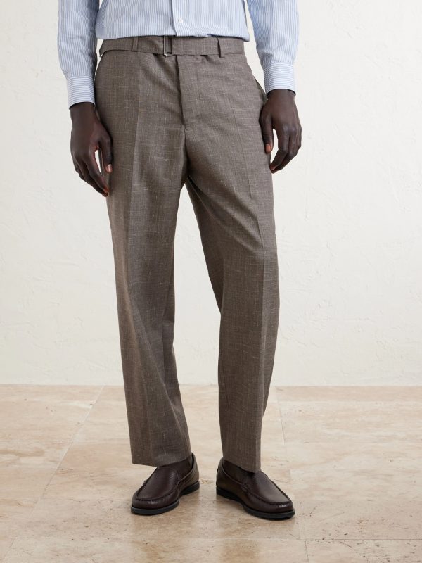 Straight-Leg Virgin Wool, Silk and Linen-Blend Trousers - FR Straight-Leg Virgin Wool, Silk and Linen-Blend Trousers - FR