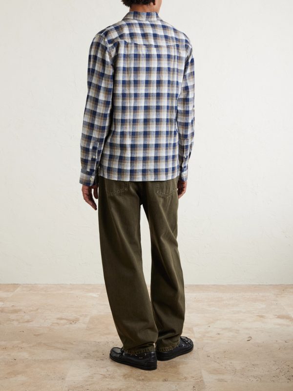 Younes Checked Cotton and Linen-Blend Shirt - BK Younes Checked Cotton and Linen-Blend Shirt - BK