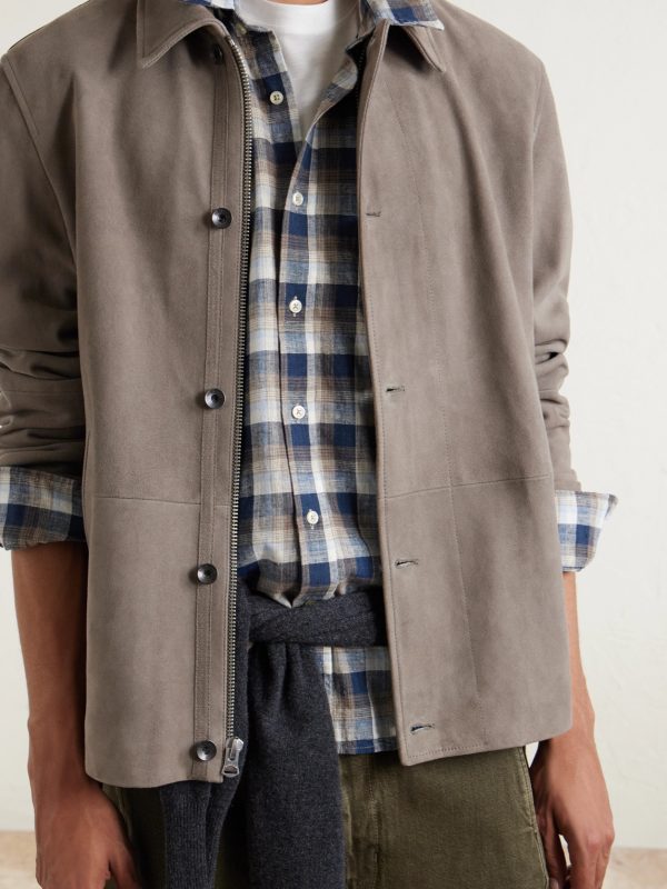 Younes Checked Cotton and Linen-Blend Shirt - CU Younes Checked Cotton and Linen-Blend Shirt - CU