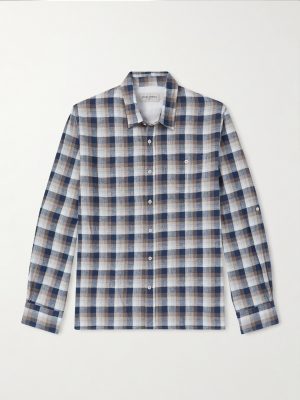 Younes Checked Cotton and Linen-Blend Shirt Younes Checked Cotton and Linen-Blend Shirt