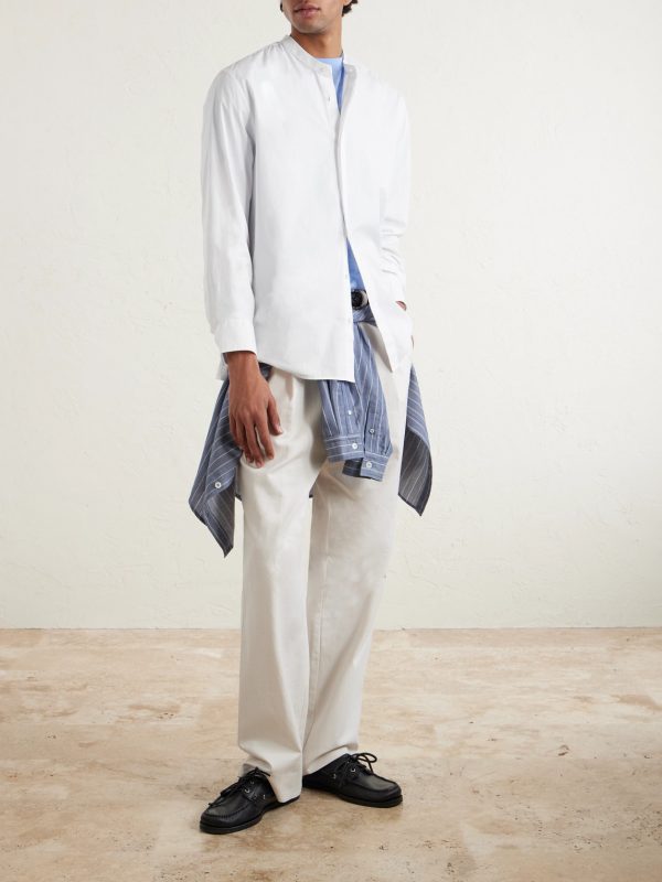 Gaston Grandad-Collar Cotton-Poplin Shirt - OU Gaston Grandad-Collar Cotton-Poplin Shirt - OU