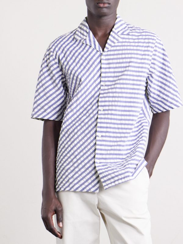 Eren Camp-Collar Striped Cotton Shirt - FR Eren Camp-Collar Striped Cotton Shirt - FR