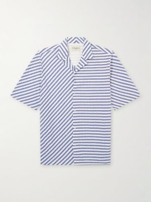 Eren Camp-Collar Striped Cotton Shirt