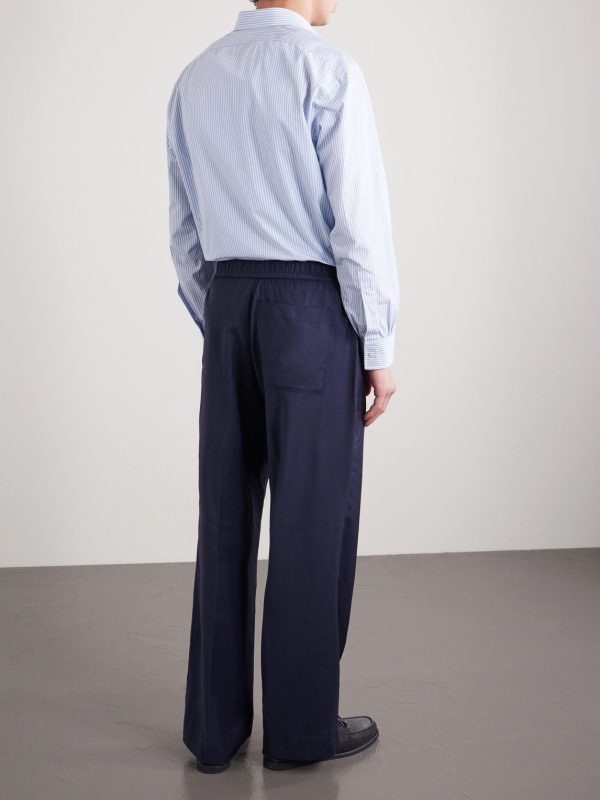 Nilson Wide-Leg Virgin Wool Drawstring Suit Trousers - BK