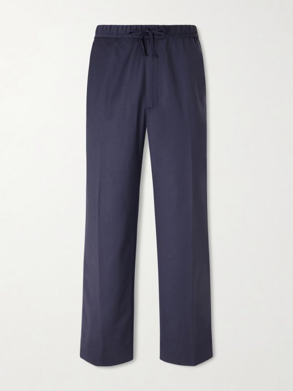 Nilson Wide-Leg Virgin Wool Drawstring Suit Trousers