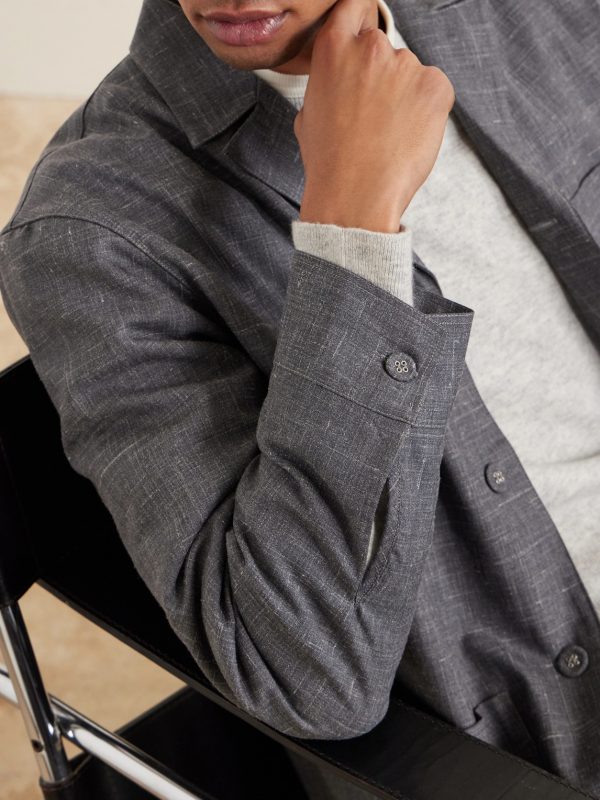 Sheldon Camp-Collar Virgin Wool, Silk and Linen-Blend Suit Jacket - CU Sheldon Camp-Collar Virgin Wool, Silk and Linen-Blend Suit Jacket - CU