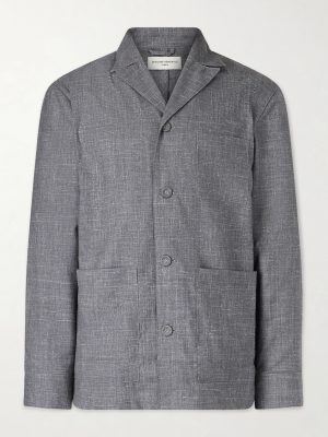Sheldon Camp-Collar Virgin Wool, Silk and Linen-Blend Suit Jacket Sheldon Camp-Collar Virgin Wool, Silk and Linen-Blend Suit Jacket