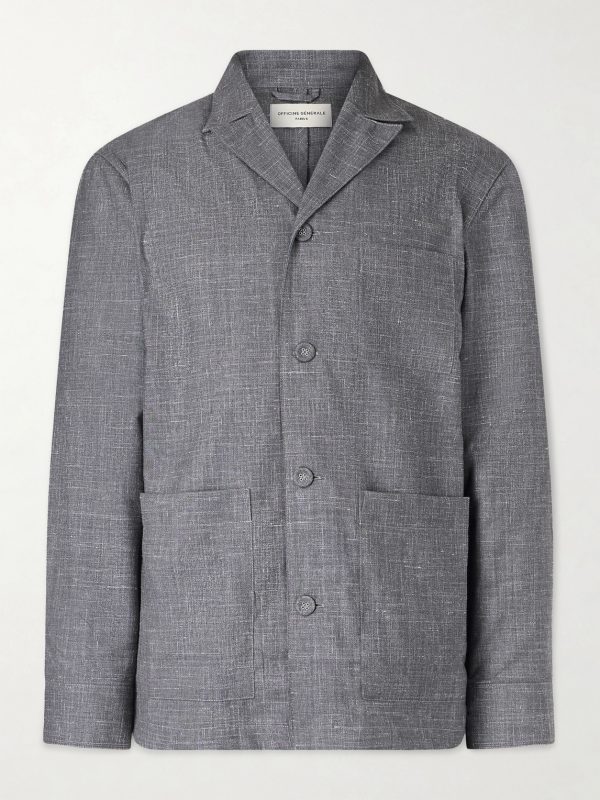 Sheldon Camp-Collar Virgin Wool, Silk and Linen-Blend Suit Jacket Sheldon Camp-Collar Virgin Wool, Silk and Linen-Blend Suit Jacket