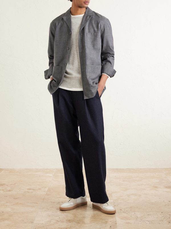Sheldon Camp-Collar Virgin Wool, Silk and Linen-Blend Suit Jacket - OU Sheldon Camp-Collar Virgin Wool, Silk and Linen-Blend Suit Jacket - OU