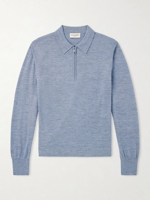 Bene Merino Wool Half-Zip Polo Shirt Bene Merino Wool Half-Zip Polo Shirt