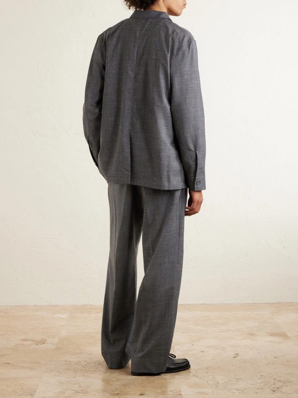 Nilson Straight-Leg Virgin Wool, Silk and Linen-Blend Drawstring Trousers - BK