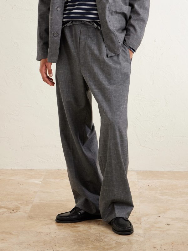 Nilson Straight-Leg Virgin Wool, Silk and Linen-Blend Drawstring Trousers - FR