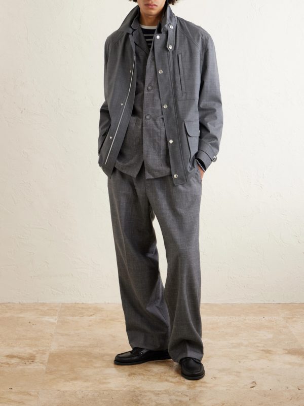 Nilson Straight-Leg Virgin Wool, Silk and Linen-Blend Drawstring Trousers - OU