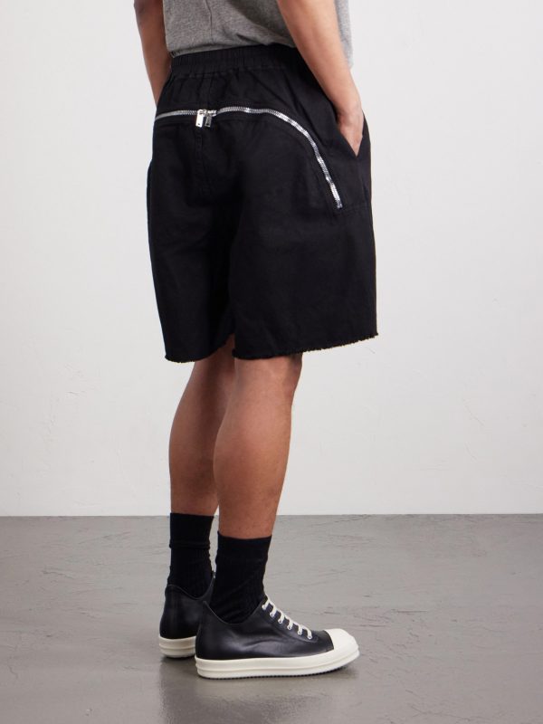 Long Boxers Butt Zipp Straight-Leg Cotton-Canvas Shorts - BK