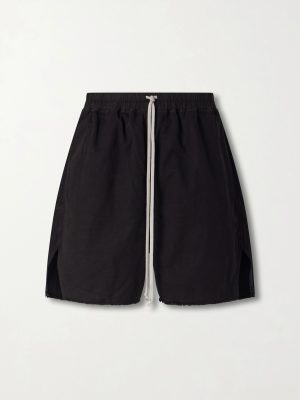 Long Boxers Butt Zipp Straight-Leg Cotton-Canvas Shorts