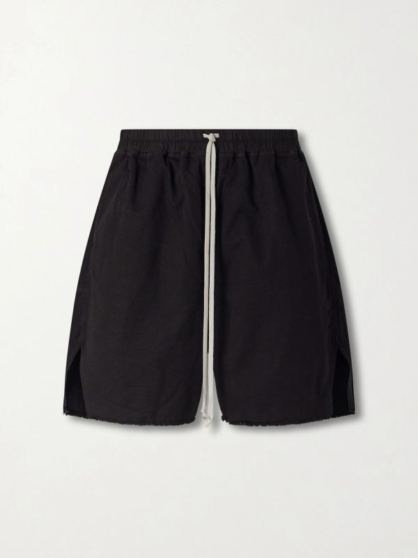 Long Boxers Butt Zipp Straight-Leg Cotton-Canvas Shorts